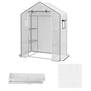 Outsunny Vervangfolie voor Kas, Vervangingshoes met UV-Bescherming, Roldeur, Zijramen, 140 x 73 x 190 cm, Wit