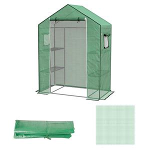 Outsunny vervangfolie voor kas, UV-bestendig, roldeur en gaasvenster, eenvoudig te installeren, 143 x 70 x 190 cm, groen | Aosom.nl