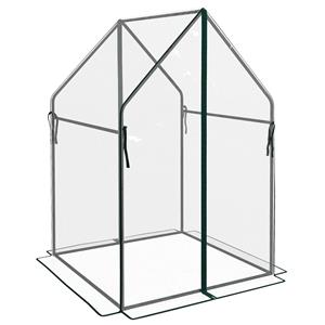 Outsunny kas, stevige kweekbak, optimale plantengroei, UV-bestendig, eenvoudig te monteren, 90 x 90 x 145 cm, transparant, zwart | Aosom.nl
