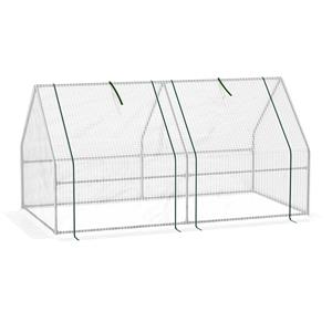 Outsunny Mini kas, ideale broeikas voor tuinieren, 2 ritssluitingdeuren, scheurbestendige folie, stevig metalen frame, 1,8 x 1 x 1 m, wit | Aosom.nl
