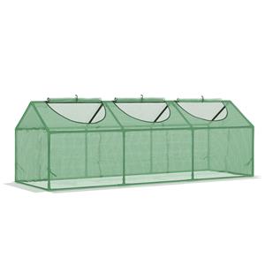 Outsunny kas, weerbestendig, oprolbare ramen voor optimale ventilatie, duurzaam ontwerp, 180 x 60 x 60 cm, groen | Aosom.nl