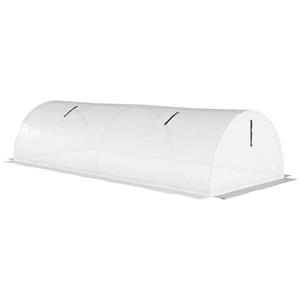 Outsunny Foliekas, Mini-Tunnelkas met Net-Vensters, UV-bestendig, Kunststof-Folie, 200 x 80 x 45 cm, Wit