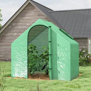 Outsunny compacte tuinkweekkas, ideaal voor groenten, fruit en bloemen, UV-bestendig, eenvoudig te monteren, 143 x 73 x 195 cm, groen | Aosom.nl