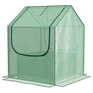 Outsunny klein kweekkasje, verzinkte plantenbak, oprolbare deuren, optimaal voor groei, weerbestendig, 70 x 70 x 90 cm, groen | Aosom.nl