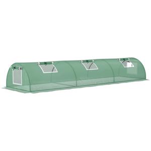 Outsunny Foliekas, UV-bestendige minitunnel voor optimale plantengroei, gaasvenster voor ventilatie, stevig PE-folie, 300x80x45 cm, Groen | Aosom.nl