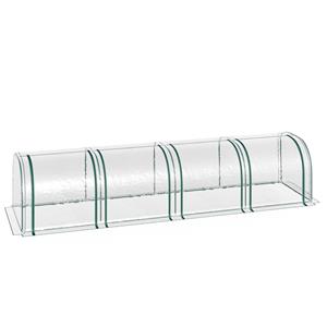 Outsunny Tunnelkas, duurzame kweekkas met 4 ramen, stalen frame, waterdicht dekzeil, eenvoudig te monteren, 395 x 100 x 80 cm, transparant | Aosom.nl