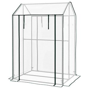 Outsunny Kweekhuis, weerbestendig, optimale groeiomstandigheden, oprolbare deur, 100 x 80 x 150 cm, wit, groen | Aosom.nl