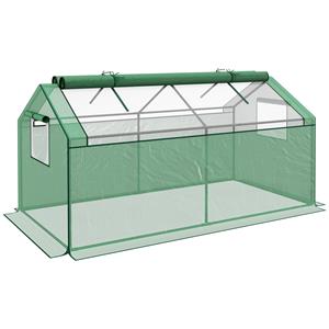 Outsunny mini-kas, weerbestendig kweekbed, eenvoudig te monteren, optimale luchtcirculatie, 180 x 92 x 92 cm, groen | Aosom.nl