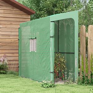 Outsunny Anleun-kas, stevige kweekbak, oprolbare deuren, weerbestendig, optimale ventilatie, 200 x 80 x 200 cm, groen | Aosom.nl