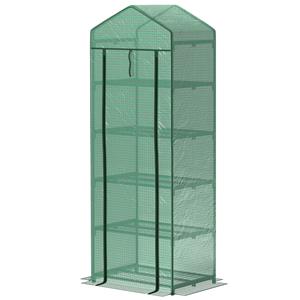 Outsunny Mini-Kas voor Bloemen of Groente, Staal, Kunststof, 69L x 49B x 193H cm, Groen