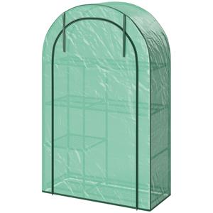 Outsunny Mini-Kas, 4-laags Kas met Kunststoffolie, Draagbaar, Oprolbare Deur, 100 x 45 x 160 cm, Groen