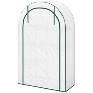 Outsunny Mini-Kas, 4-laags Kas met Kunststof Zeil, Draagbaar, met Roldeur, 100 x 45 x 160 cm, Wit