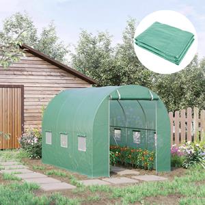 Outsunny polyethyleenfolie, 3x2x2m, Duurzaam PE-materiaal，reservefolie met 12 vensters voor tuintunnel, groente | Aosom.nl