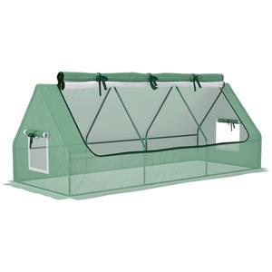 Outsunny foliekas, UV-bestendig mini-kas met gaasvenster, ideaal voor tuinteelt, eenvoudig op te zetten, 240 x 90 x 90 cm, groen | Aosom.nl