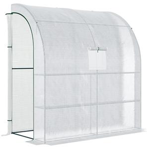 Outsunny foliekas, ruime kweekkas met 2 deuren, UV-bescherming, stevig staal, ideaal voor planten, 200 x 100 x 215 cm, wit | Aosom.nl