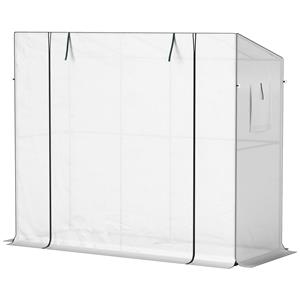 Outsunny Mini-kas, aanleunkas met roldeur en netramen, UV-bestendig, voor bloemen, zaailingen, planten, Wit