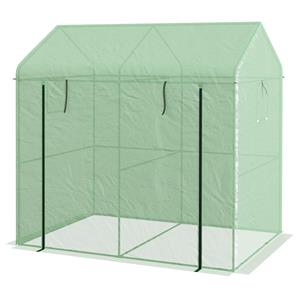 Outsunny Kweekhuis, weerbestendig, met oprolbare deur, ideaal voor planten, 200 x 200 x 140 cm, eenvoudig te monteren, groen | Aosom.nl
