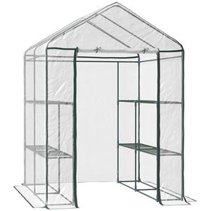 Outsunny foliekas, duurzame kweekkas voor optimale groei, met planken, eenvoudig te monteren, 143 x 143 x 195 cm, ideaal voor tomaten | Aosom.nl