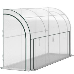 Outsunny Muurgemonteerd Kas, Toegankelijk Plantenhuis, Kunststof Zeil, 300 x 80 x 157 cm, Wit
