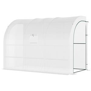 Outsunny Kas, Tuinkas met Plastic Bekleding, UV-bestendig, 3 Lagen, Ritssluiting Deuren, Wit