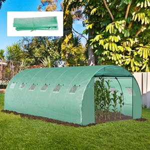 Outsunny polyethyleenfolie, 6x3x2m, Duurzaam PE-materiaal，reservefolie met 12 vensters voor tuintunnel, groente | Aosom.nl