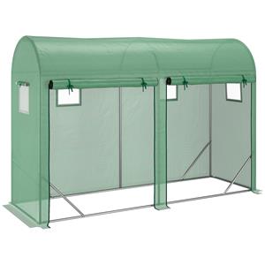Outsunny foliekas, stevige koude kas met 4 ramen en 2 deuren, UV-bestendig, eenvoudig te monteren, 143 x 143 x 195 cm, groen | Aosom.nl