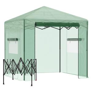 Outsunny koude kas, duurzame kweekkas met roldeur en ventilatieraam, weerbestendig, eenvoudig op te zetten, 200 x 100 x 200 cm, groen | Aosom.nl