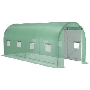 Outsunny foliekas, tomatenkas, kweekkas, koude kas met ventilatieraam, UV-bestendig, 500 x 200 x 210 cm, groen | Aosom.nl
