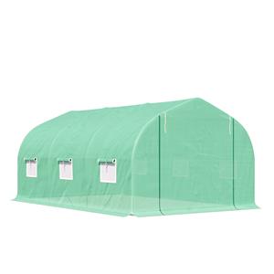 Outsunny tunnelserre, duurzame folie kweekkas, ideaal voor plantenbescherming, eenvoudig op te zetten, 300 x 200 x 200 cm, groen | Aosom.nl