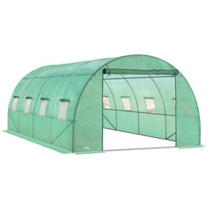 Outsunny Foliekas, Beloopbare Kas, Folietunnel, Kas, Kunststof, Staal, Groen