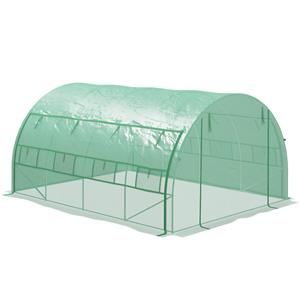 Outsunny foliekas, duurzame tuinkas met netramen, metalen frame, eenvoudig te monteren, 4x3x2m, weerbestendig, groen | Aosom.nl