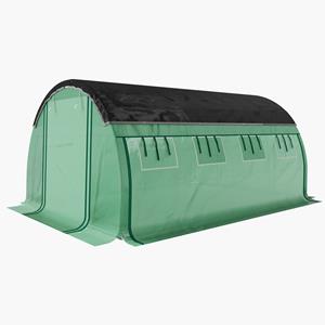 Outsunny 4 x 3 x 2 m Polykastunnel met Zonneschermnet, Oprolbare Zijwanden, Plastic Afdekking, Stalen Frame, Groen