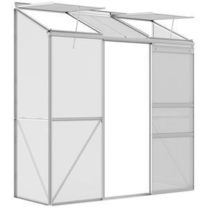 Outsunny broeikas, duurzame buitenkas met schuifdeur, polycarbonaat dakraam, weerbestendig, 143 x 143 x 195 cm, aluminium | Aosom.nl