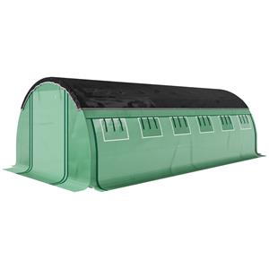 Outsunny 6 x 3 x 2 m Polytunnel Kas met Zonweringsnet, Rolbare Zijwanden, Plastic Afdekking, Stalen Frame, Groen