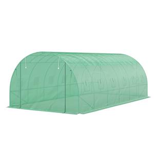 Outsunny Polytunnel Kas met Plastic Afdekking en Stalen Frame, Begehbare Kas met Roldeuren, Groen
