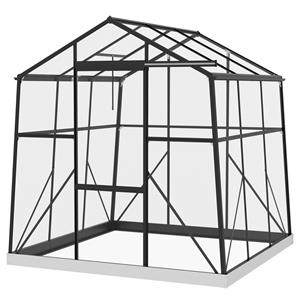 Outsunny kweekhuis, weerbestendig, ideaal voor planten, ruime binnenruimte, 192 x 192 x 203 cm, eenvoudig te monteren, zwart | Aosom.nl