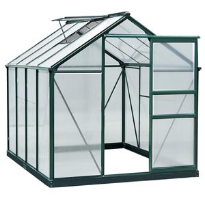 Outsunny kas, duurzame polycarbonaat behuizing, optimale lichtdoorlatendheid, dakklep voor ventilatie, 190 x 252 x 201 cm, ideaal voor tuin | Aosom.nl