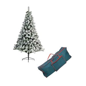 Merkloos Kunst kerstboom Imperial pine 340 tips met sneeuw 150 cm inclusief opbergzak -