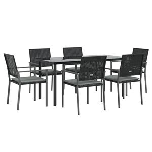 vidaXL 7-delige Tuinset met kussens poly rattan en staal