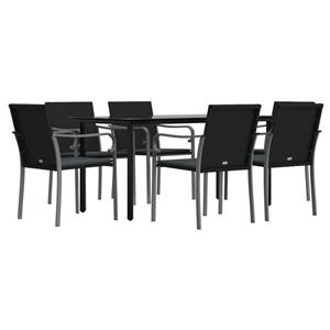 vidaXL 7-delige Tuinset met kussens poly rattan en staal