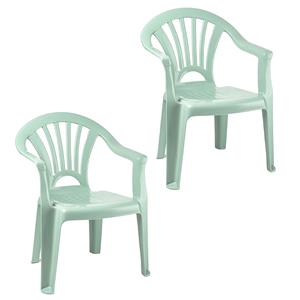 Merkloos Kinderstoel van kunststof - 2x - mintgroen - 35 x 28 x 50 cm - tuin/camping/slaapkamer -