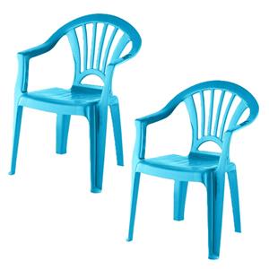 Merkloos Camping Kinderstoel van kunststof - 2x - blauw - x 31 x 51 cm -