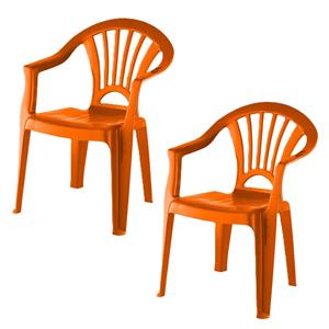 Merkloos Camping Kinderstoel van kunststof - 2x - oranje - x 31 x 51 cm -