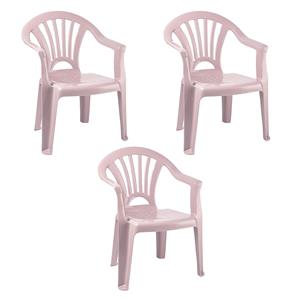 Merkloos Trendoz Kinderstoel van kunststof - 3x - roze - 35 x 28 x 50 cm - tuin/camping/slaapkamer -