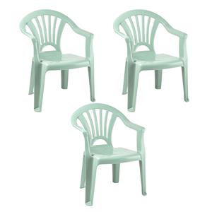Merkloos Kinderstoel van kunststof - 3x - mintgroen - 35 x 28 x 50 cm - tuin/camping/slaapkamer -