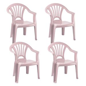 Merkloos Trendoz Kinderstoel van kunststof - 4x - roze - 35 x 28 x 50 cm - tuin/camping/slaapkamer -