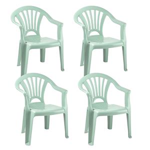 Merkloos Kinderstoel van kunststof - 4x - mintgroen - 35 x 28 x 50 cm - tuin/camping/slaapkamer -