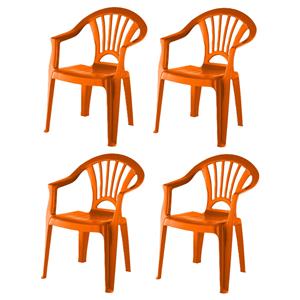 Merkloos Camping Kinderstoel van kunststof - 4x - oranje - x 31 x 51 cm -