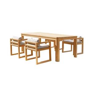 Tikamoon  Tuinset in teakhout en stof Leon 4 stoelen