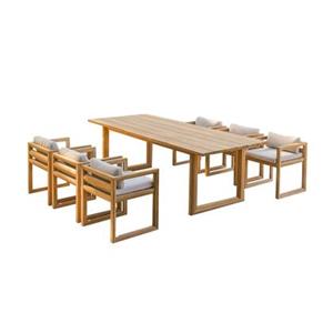 Tikamoon  Tuinset in teakhout en stof Noah 6 stoelen